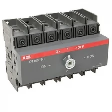 ABB OT100F3C Рубильник реверсивный 3-х полюсный до 100А (без ручки) 1SCA105008R1001