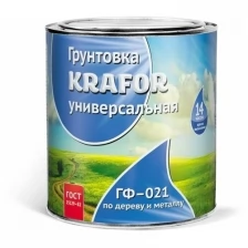 Грунтовка ГФ-021 по дереву и металлу Krafor, алкидная, 0,8 кг, красно-коричневая