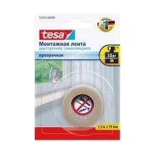 Лента клейкая двусторонняя тонкая Tesa Powerbond 19 мм x 1.5 м цвет прозрачный