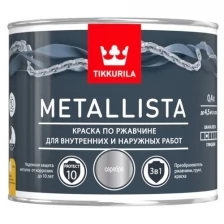 Tikkurila Metallista,Специальная атмосферостойкая краска по ржавчине для внутренних и наружных работ,белая,0,9л