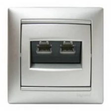 Legrand (Легранд) RJ-45 UTP 2 разъема с захватами - цвета алюминий, Valena 770231